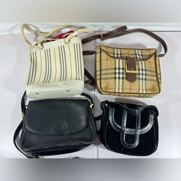 Rehab Lot 24: Vintage Burberry Bags Rehab Lot Nova Check Leather Velvet Bucket - Picture 2 of 15